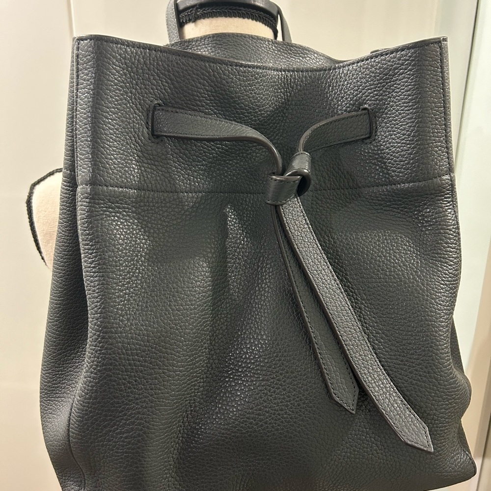 Grey leather backpack